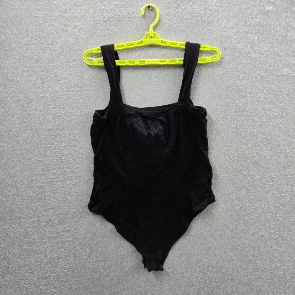 Intimately Free People Women Swimwear S Black One-Piece Bodysuit Snap Lace Up